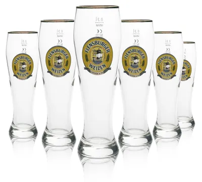 Produktbild von 6x Flensburger Bier Glas Weizen Biergläser 0,3l Goldrand Rastal
