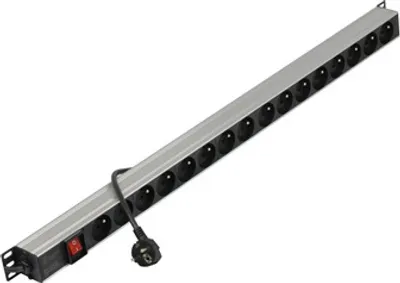 Obrázek produktu pro Napájecí lišta do racku NEKU 22.5030 19" panel 1U, 16 zásuvek svislá, vypínač, 2m