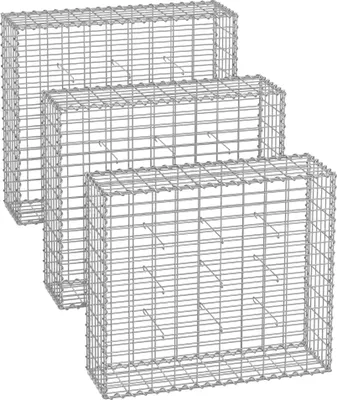 Produktbild von SONGMICS Drahtkorb Gabione, 100 x 90 x 30 cm, Metall-Steinkorb, 3er Set
