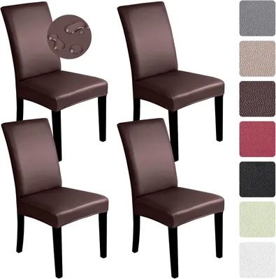 Image de Housses de siègePolyuréthane- Lot de 4 ou 6 - Cuir synthétique - Extensibles - Imperméables - Lavables - Protection pour cuisine, restaurant, hôtel