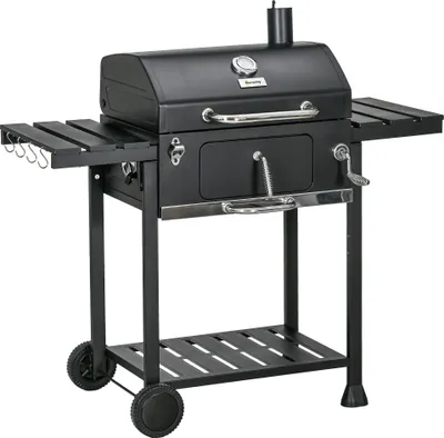 Produktbild von Outsunny Holzkohlegrill, Campinggrill mit zwei Grillrost, klappbar Seitenablage