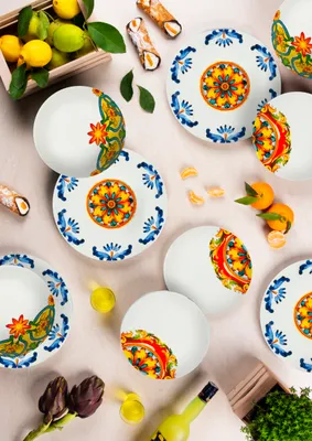 Zdjęcie produktu dla Zestaw naczyń Excelsa 18-częściowy porcelana Messina kolorowa