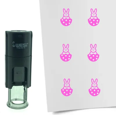 Obrázek produktu pro CombiCraft Stamp Velikonoční zajíček ve vajíčku 10mm kulatý - růžový inkoust