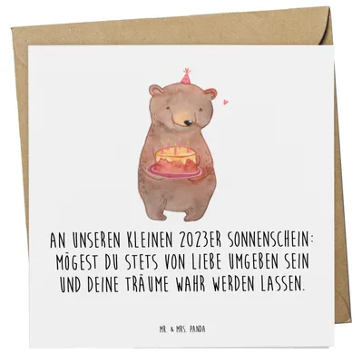 Produktbild von Mr. & Mrs. Panda doppelkarte 2023 Geburtstagstraum - Weiß - Geschenk, Geburtstag, anlasskarte, Glückwunschkarte, Alter, Geburtstagsfeier, Happy Birthday, Klappkarte