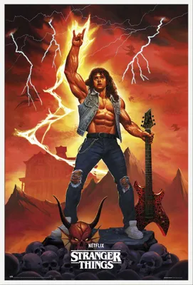 Immagine prodotto di Stranger Things - Poster - Eddie + cornice a incastro, Shinsuke® Maxi in plastica bianca, lastra in acrilico