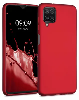 Produktbild von kwmobile Handyhülle für Samsung Galaxy A12 Hülle - Silikon Case metallisch schimmernd - Schutzhülle Cover - Metallic Dunkelrot