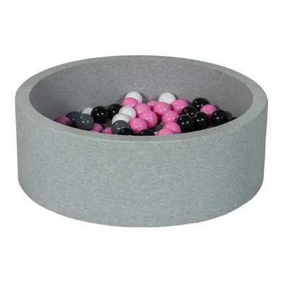 Image de Piscine à balles aire de jeux + 200 balles noir, blanc, rose clair, gris