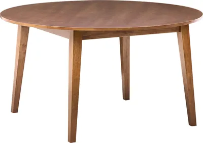 Produktbild von BELIANI Esstisch Dunkelbraun MDF Eichenfurnier Gummibaumholzgestell 140 cm Tischplatte Rund Modern