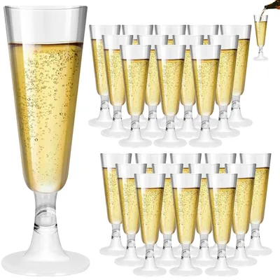 25er-Set Plastik-Champagnergläser 150 ml transparent wiederverwendbar