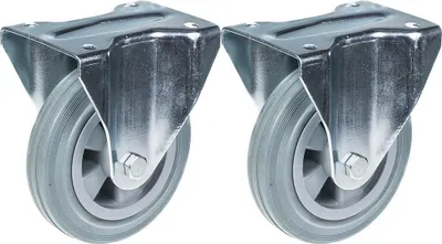 Produktbild von 160 mm (6") Lenkrolle mit grauem Gummireifen, feststehend, belastbar bis 270 kg, 2er-Set
