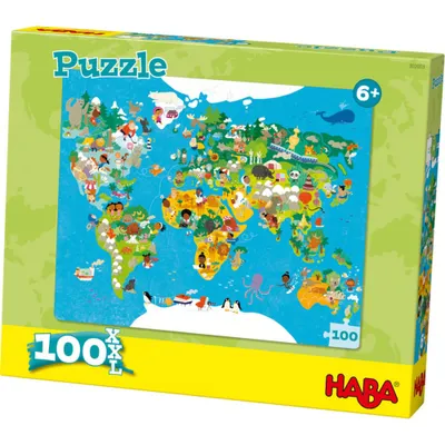 Produktbild von HABA Puzzel Wereldkaart, 100 Stück(e), Landkarten, 6 Jahr(e)