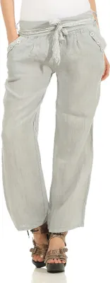 Produktbild von Mississhop 269 Damen Leinenhose Freizeithose 100% Leinen Hose elegante Stoffhose Grau XL
