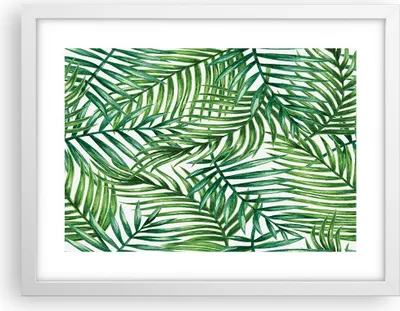 Produktbild von Gerahmtes Poster - Weißer Rahmen - Palme Blatt grün - 40x30 cm - Wand Bild - Wanddeko - Wandbilder - Kunstposter - Wandposter - Bilderrahmen - Bilder - Kunstdruck - Wandbild - P2WAA40x30-3777