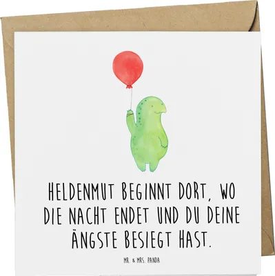 Produktbild von Mr. & Mrs. Panda Grußkarte Ängste vor Monstern besiegen - Weiß - Geschenk, faltkarte, Mut machen, Klappkarte, neue Möglichkeiten, Trost, Glückwunschkarte, Zuversicht