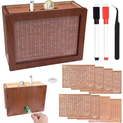 Produktbild von Spardose aus Holz, wiederverwendbare Spardose, Aufbewahrungsbox für Spardosen im Retro-Stil