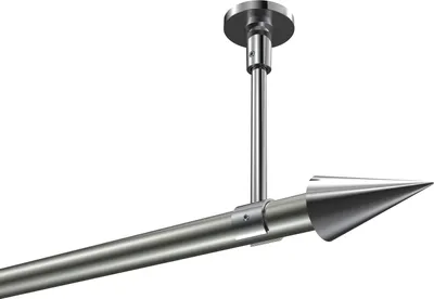 Produktbild von Interdeco Gardinenstange / Vorhangstange Edelstahl-Optik / Chrom, Typ Sonette Savio (Kegel) ohne Ringe, Deckenmontage, 20 mm Ø 1-läufig, 240 cm