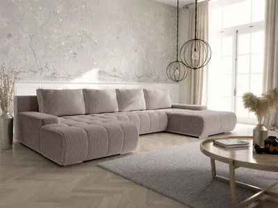 Produktbild von Wohnlandschaft Sofa mit Schlaffunktion VOGAR Stoff Poso Hellbraun