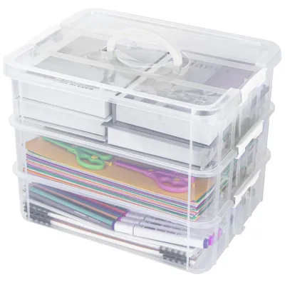Obrázek produktu pro Stohovatelné plastové úložné boxy s víkem a madlem