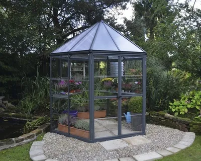 Produktbild von Palram - Canopia Hliníkový skleník Oasis Anthracite Ø 245x267 cm