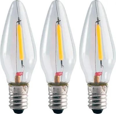 Produktbild von 3 x LED Filament Topkerze 0,2W E10 8-55V klar 12lm extra warmweiß 2100K