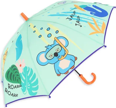 Produktbild von Milk&Moo Jungle Friends Regenschirm Kinder, Extra Leicht, Kinderregenschirm mit verstärkter Struktur, Stockschirm für Mädchen und Jungen, 8 Streben, Windfest, ca. 70 cm,  Türkiye