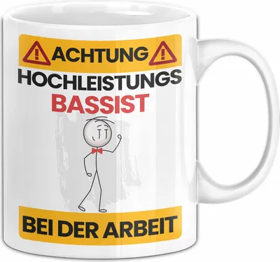Produktbild von Bassist Tasse Geschenk Lustiger Spruch Geschenkidee für Bassist Achtung Hochleistungs Bassist Bei Der Arbeit (Weiß)