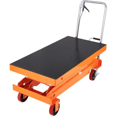 Zdjęcie produktu dla Hydrauliczny wózek podnośny - udźwig 1760 funtów - wysokość podnoszenia 59" - Ręczny podwójny podnośnik nożycowy z 4 kołami i antypoślizgową podstawą - Hydrauliczny wózek nożycowy do przenoszenia i transportu materiałów