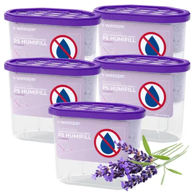 Productafbeelding van Wessper HUMIFILL P5, 5x 600 ml – Luchtontvochtiger met lavendelgeur, tegen vocht