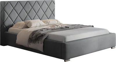 Produktbild von Polsterbett mit Bettkasten 140x200 cm Aron - Doppelbett mit Lattenrost, Samtstoff, Grau