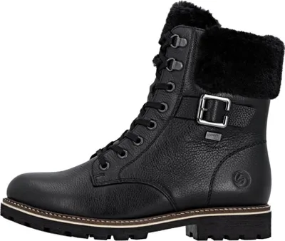 A single black boot shown from the side against a white background.
