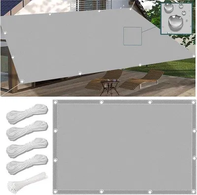 Zdjęcie produktu dla Wodoodporny parasol ogrodowy 3x3 m, jasnoszary, z ochroną przed promieniowaniem UV