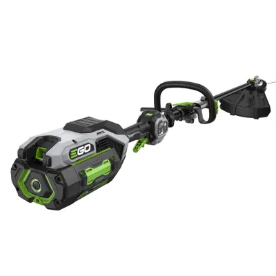 A cordless string trimmer with a battery pack attached, shown against a white background.