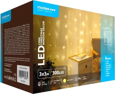 Zdjęcie produktu dla Modee Lighting Kurtyna LED 300 LED 3x3m ciepła biel