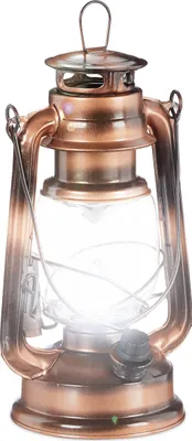 Produktbild von 10 x Sturmlaterne LED, retro Sturmlampe als Fensterdeko oder elektrische Gartenlaterne, batteriebetrieben, kupfer