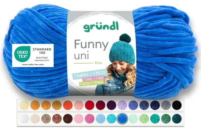 Produktbild von Gründl Wolle Funny uni Chenille Wolle 1 Knäuel 100 g, Royalblau