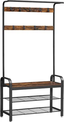Produktbild von Songmics Kleiderständer mit Schuhregal rustikales Braun