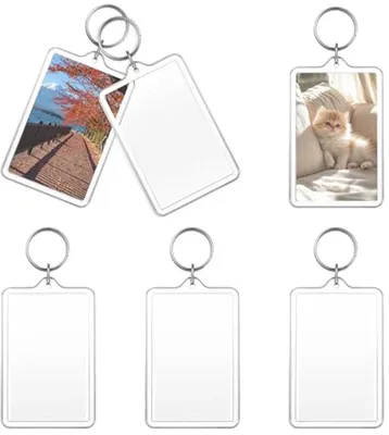 Transparente Acryl Foto Schlüsselanhänger Set von 6 - Mini DIY Foto Rahmen für personalisierte Geschenke