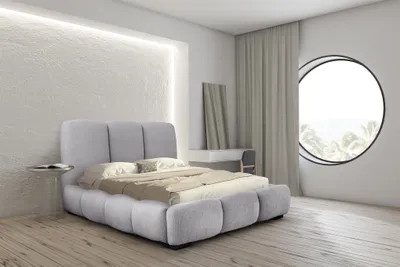 Produktbild von Polsterbett Doppelbett GRACIA 180x200cm Komplettset in Stoff Allora Hellgrau