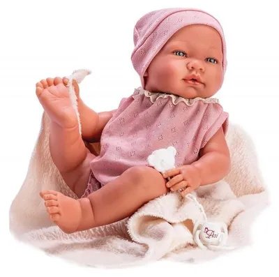 Immagine prodotto di Baby Maria con costume rosa e coperta beige 43 cm