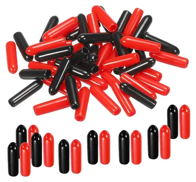 50er-Set Gummi-Endkappen 2,5 mm Gewindeschutz schwarz/rot