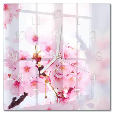Produktbild von Tulup Glasuhr Wanduhr Küchenuhr Echt-Glas 30x30 cm Modern Dekorativ Geräuschlos Weiße Zeiger - Blumen
