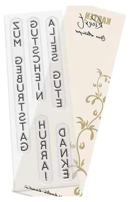 Produktbild von Klarsichtstempel Vertikale Worte I Alles Gute, Gutschein, Zum Geburtstag, Danke, Hurra! Silikonstempel