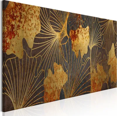 Produktbild von Modernes Wandbild b-A-0802-b-a (150x50 cm) - 1 Teilig Bilder Fotografie auf Leinwand Foto Bild Dekoration Wand Bilder Kunstdruck GINGKO BLÄTTER