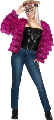 Produktbild von Glitzer Festivaljacke neon-pink Größe: M-L