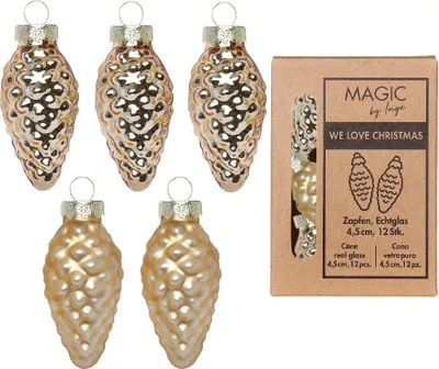 Produktbild von Christbaumschmuck Zapfen 4,5cm Glas 12 Stück - Brokatgold
