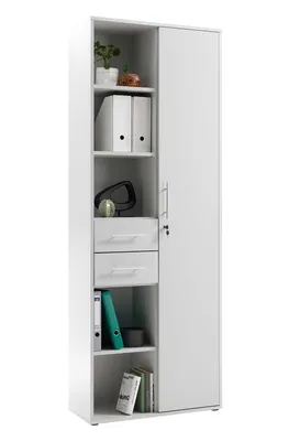 Produktbild von Kombi-Büroschrank - Lichtgrau Nachbildung - 80 x 216 cm - 9 Einlegeböden
