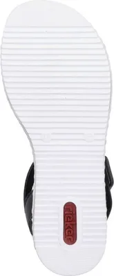 Produktbild von Rieker Damen Keilsandalette, Schwarz, 39 EU, Klettverschluss, Synthetik, 3,5 cm, Antistress-Technologie, V3660