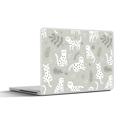Produktbild von MuchoWow® Laptop Aufkleber Sticker Cover Muster - Leopard - Blätter 25x18 cm - Laptop-Deko