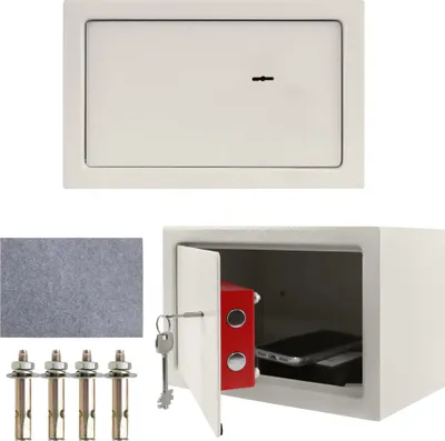 Produktbild von LZQ Tresor Möbeltresor mit Doppelbartschloss Stahltresor Minitresor mit 2 Schlüsseln Abschließbare Tresorbox Safe Geldschrank Wandtresor Wandsafe 31x20x20cm