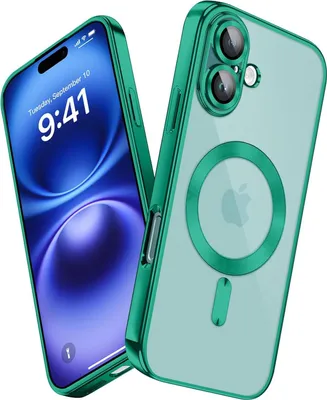 Obrázek produktu pro Pouzdro pro iPhone 16 Plus Magnetické Ultra Tenké Průhledné Pouzdro s Magsafe a Ochranným Krytem na Kameru Zelený